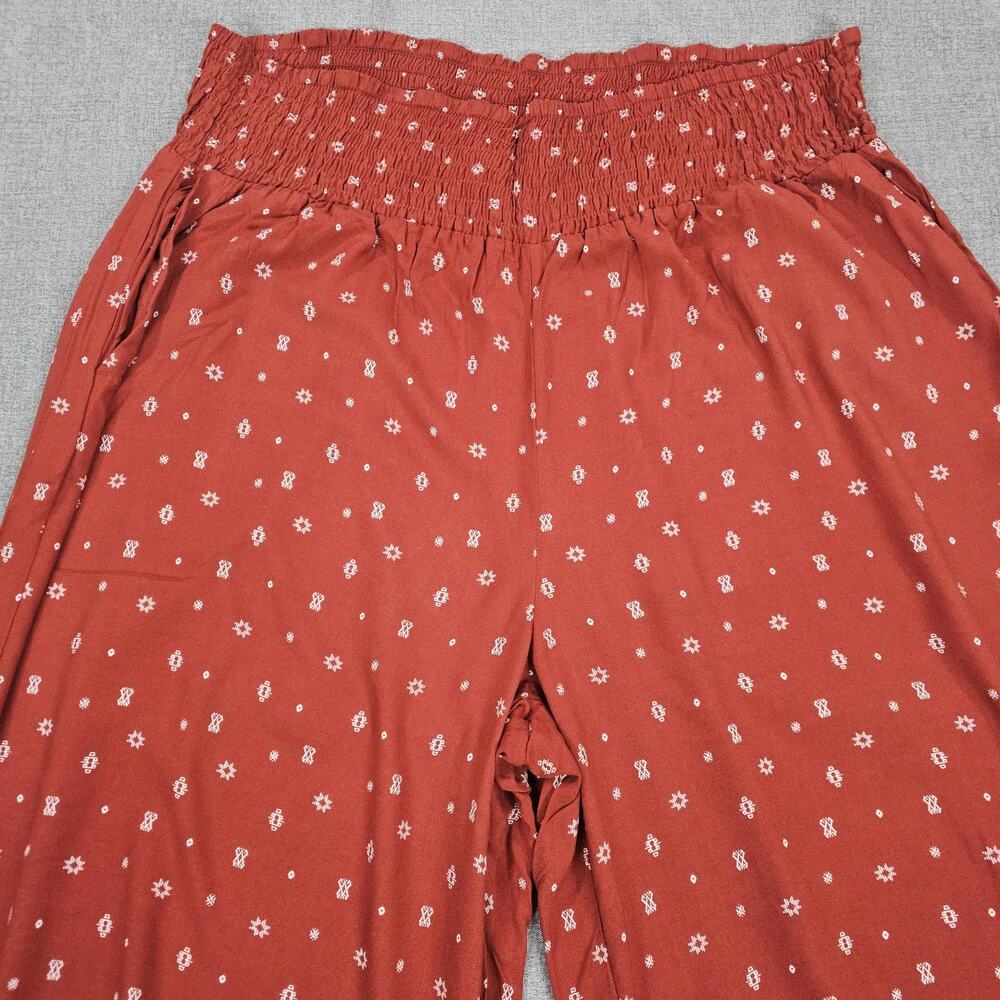 Torrid Pants Women 3T 3X Tall Rust Orange Wide Leg Elastic Waist Boho Geometric - Picture 3 of 12